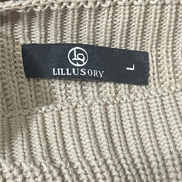 LILLUSORY Beige Knit Sleeveless Top, With Pocket, 100 % Cotton, Sz L - Picture 9 of 11